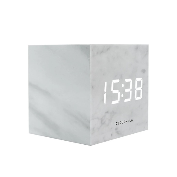 Cloudnola Block Clock - Cube Alarm Clock (White Marbke). *NWOT* - Picture 2 of 5